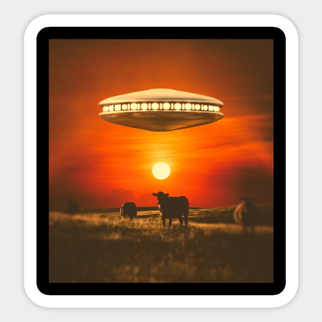 The UFOs are taking our cows Sticker by karadoc